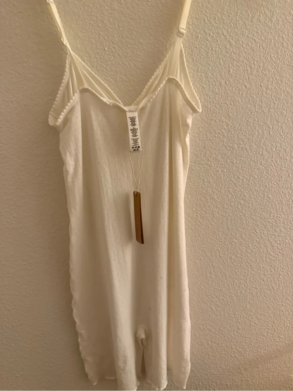 Women’s Cream Slip Romper Lingerie - V-Neck Camisole by